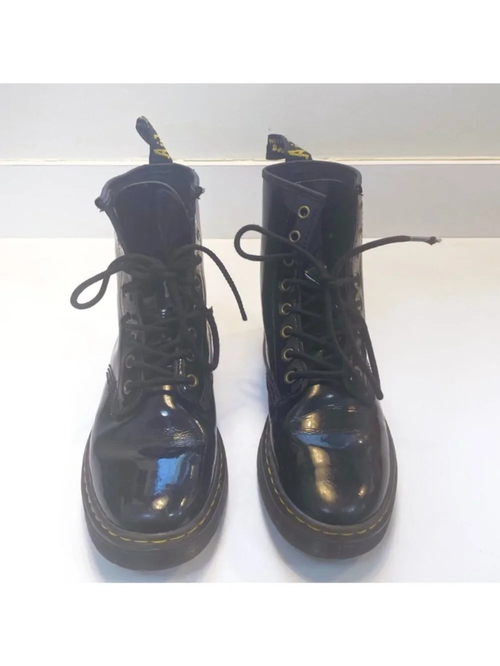 Dr. Martens Black Patent Zavala Combat Boots, Men's Size 7